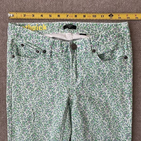 J Crew Jeans Womens 24 Green Purple Floral Toothpick Skinny Stretch Denim Pants - Picture 8 of 12